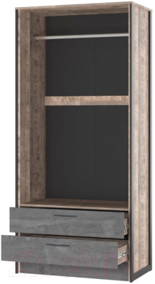 Шкаф НК Мебель Hugo 2-х дверный 72505192 / 72507334 (дуб гранж/железный камень)