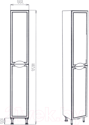 Шкаф-пенал для ванной Viant Лима / VLIM300-PENR