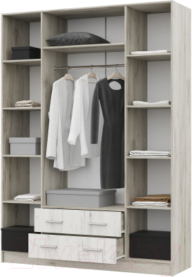 Шкаф Стендмебель Гармония ШК-602-М (дуб крафт белый/дуб крафт серый)