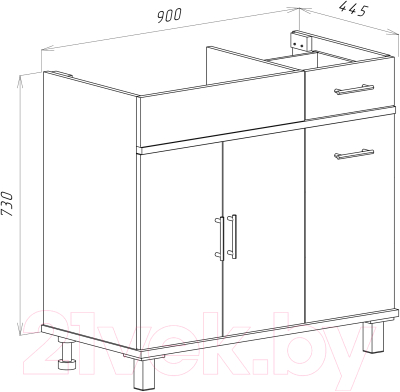 Тумба под умывальник Misty Купер 90 / П-Куп01090-012БкЛ