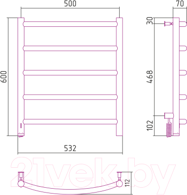 Полотенцесушитель электрический Сунержа Галант 4.0 60x50 / 00-0830-6050