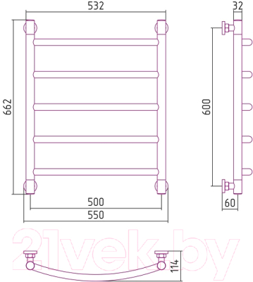 Полотенцесушитель водяной Сунержа Галант+ 60x50 / 051-0200-6050
