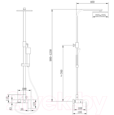 Душевая система со смесителем Abber Wasserfall AF8616