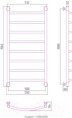 Полотенцесушитель водяной Сунержа Галант+ 100x50 / 051-0200-1050