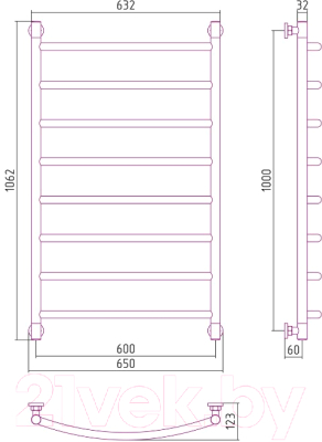 Полотенцесушитель водяной Сунержа Галант+ 120x50 / 071-0200-1250