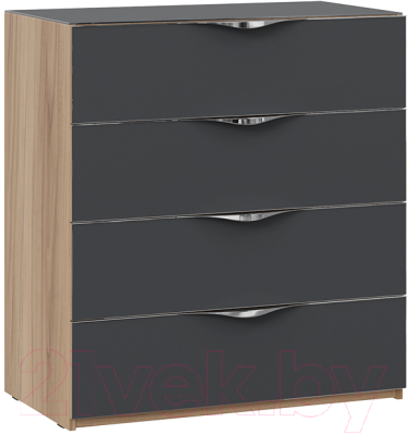 Комод ТриЯ Глосс ТД-319.04.01 (яблоня беллуно/стекло графит матовый) - фото