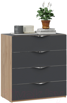 Комод ТриЯ Глосс ТД-319.04.01 (яблоня беллуно/стекло графит матовый)