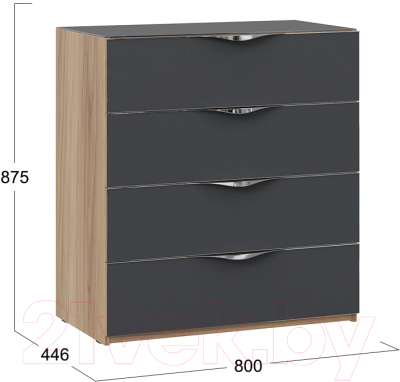 Комод ТриЯ Глосс ТД-319.04.01 (яблоня беллуно/стекло графит матовый)