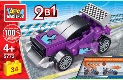 Конструктор инерционный Город мастеров Спорткар 2в1 / 5773-BY - фото