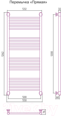 Полотенцесушитель водяной Сунержа Богема+ прямая 120x50 / 03-0220-1250