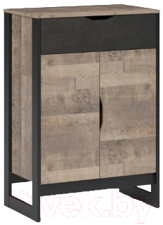 Тумба Империал Стокгольм 2д 1ящ (дуб гранж песочный/железный камень) - фото