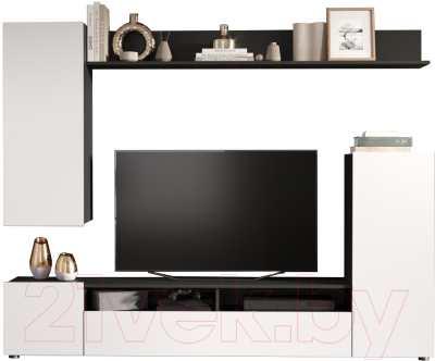 Стенка Империал Нео (антрацит/белый жемчуг) - фото