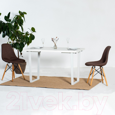 Обеденный стол Millwood Лофт Уэльс Л 130x80x75 (белый/металл белый)