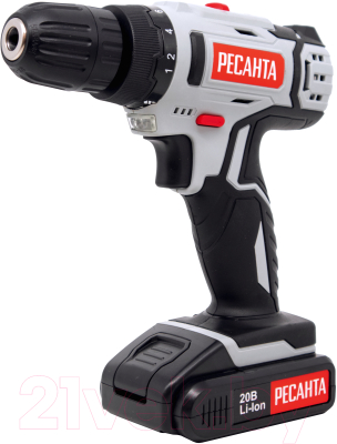 Аккумуляторная дрель-шуруповерт Ресанта ДА-20-2ЛК (75/14/11) - фото