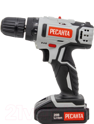 Аккумуляторная дрель-шуруповерт Ресанта ДА-20-2ЛК (75/14/11)