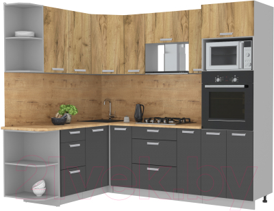 Готовая кухня Интерлиния Мила Лайт 1.68x2.4 левая - фото