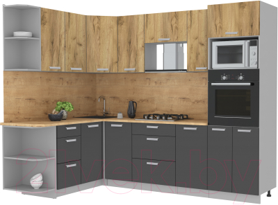 Готовая кухня Интерлиния Мила Лайт 1.68x2.6 левая - фото