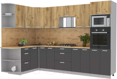 Готовая кухня Интерлиния Мила Лайт 1.68x3.0 левая - фото