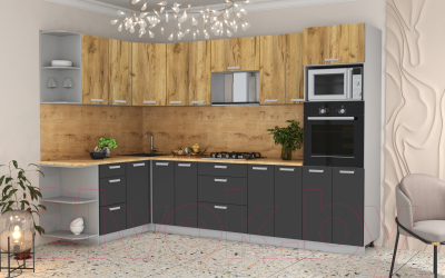 Готовая кухня Интерлиния Мила Лайт 1.68x3.0 левая