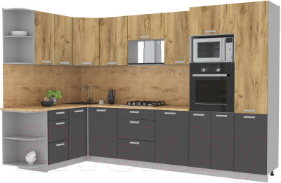 Готовая кухня Интерлиния Мила Лайт 1.68x3.2 левая - фото