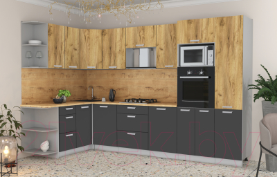 Готовая кухня Интерлиния Мила Лайт 1.68x3.2 левая