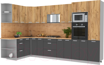 Готовая кухня Интерлиния Мила Лайт 1.68x3.4 левая - фото