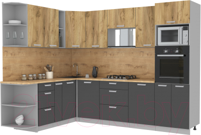 Готовая кухня Интерлиния Мила Лайт 1.88x2.8 левая - фото