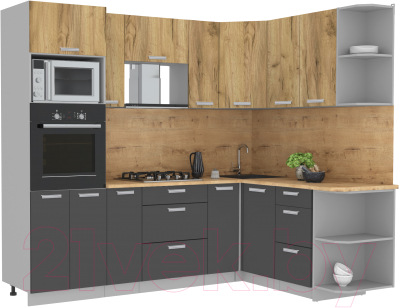 Готовая кухня Интерлиния Мила Лайт 1.68x2.4 правая - фото