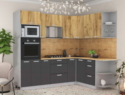 Готовая кухня Интерлиния Мила Лайт 1.68x2.4 правая