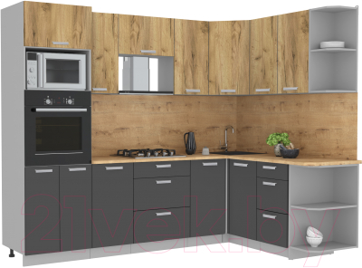 Готовая кухня Интерлиния Мила Лайт 1.68x2.6 правая - фото