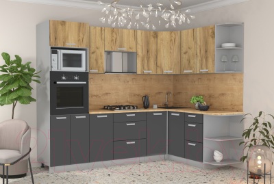 Готовая кухня Интерлиния Мила Лайт 1.68x2.6 правая