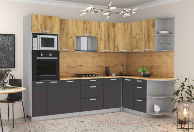 Готовая кухня Интерлиния Мила Лайт 1.68x2.8 правая