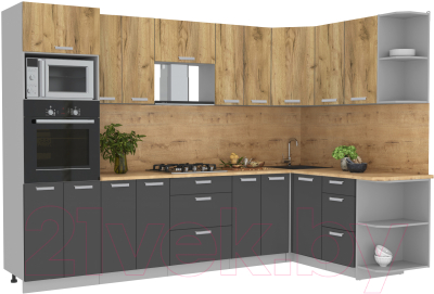 Готовая кухня Интерлиния Мила Лайт 1.68x3.0 правая - фото