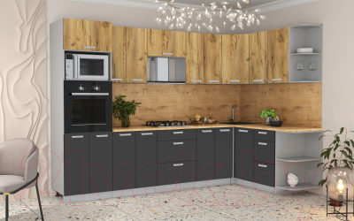 Готовая кухня Интерлиния Мила Лайт 1.68x3.0 правая