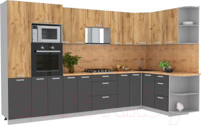 Готовая кухня Интерлиния Мила Лайт 1.68x3.4 правая - фото