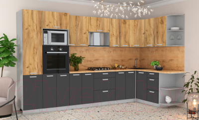 Готовая кухня Интерлиния Мила Лайт 1.68x3.4 правая