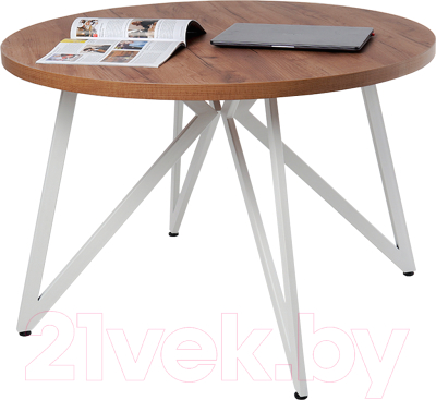 Обеденный стол Millwood Женева Л D100x75 (дуб табачный Craft/металл белый) - фото