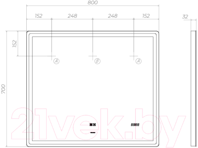 Зеркало Vigo Geometry Luxe 800