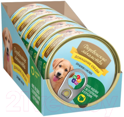 Влажный корм для собак Деревенские лакомства Домашние обеды филе индейки с желудочками и отрубями