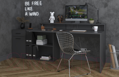 Письменный стол Интерлиния Skill-3 (антрацит/антрацит)