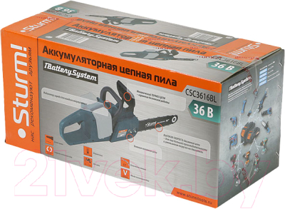 Пила цепная аккумуляторная Sturm! CSC3616BL