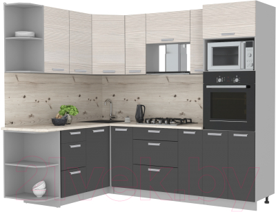 Готовая кухня Интерлиния Мила Лайт 1.68x2.4 левая - фото