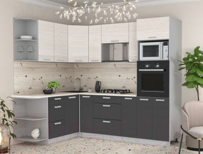 Готовая кухня Интерлиния Мила Лайт 1.68x2.4 левая
