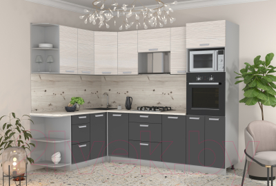 Готовая кухня Интерлиния Мила Лайт 1.68x2.6 левая