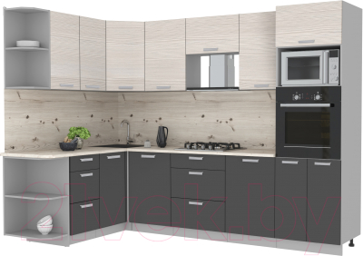 Готовая кухня Интерлиния Мила Лайт 1.68x2.8 левая - фото