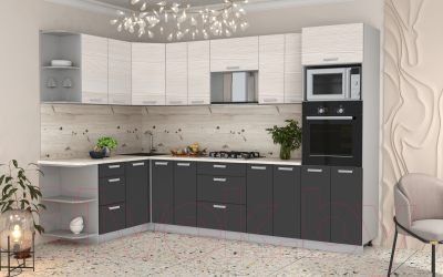 Готовая кухня Интерлиния Мила Лайт 1.68x3.0 левая