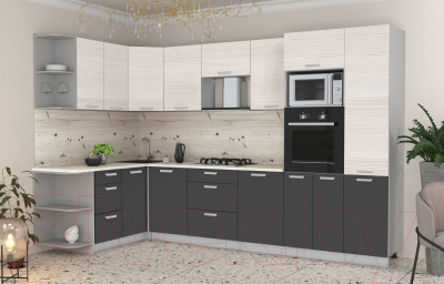 Готовая кухня Интерлиния Мила Лайт 1.68x3.2 левая