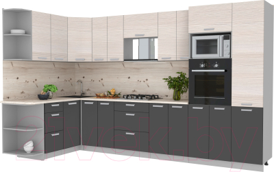 Готовая кухня Интерлиния Мила Лайт 1.68x3.4 левая - фото