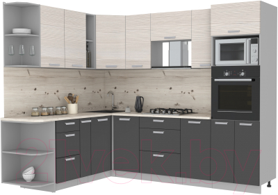 Готовая кухня Интерлиния Мила Лайт 1.88x2.6 левая - фото