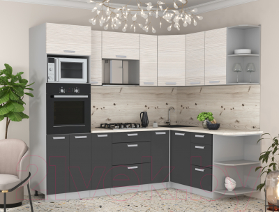 Готовая кухня Интерлиния Мила Лайт 1.68x2.4 правая